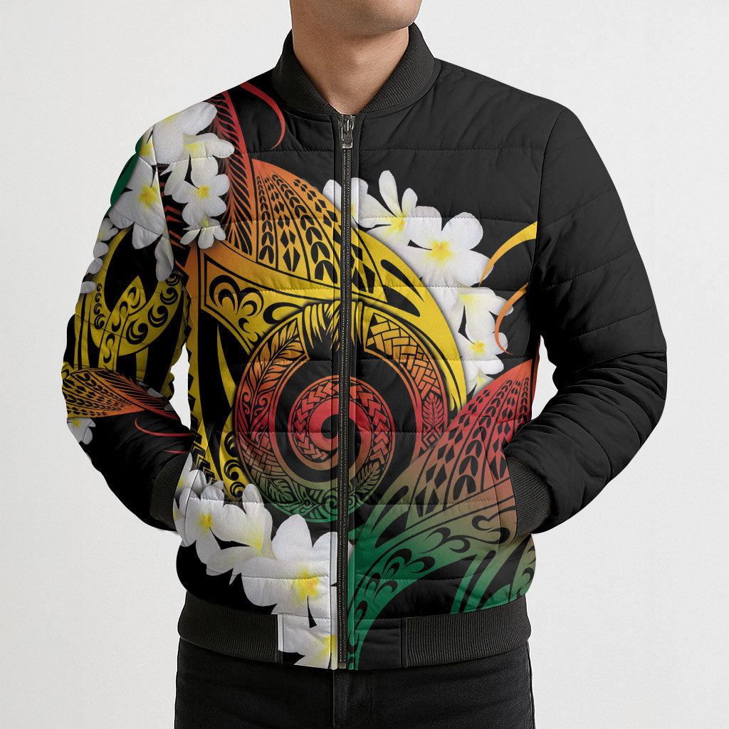 Piko Hawaiian Bomber Puffer Jacket Gradient Spiral Plumeria Tribal Patterns DT05 - Polynesian Pride