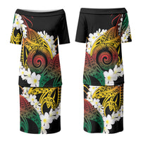 Piko Hawaiian Couples Matching Puletasi and Hawaiian Shirt Gradient Spiral Plumeria Tribal Patterns DT05 - Polynesian Pride