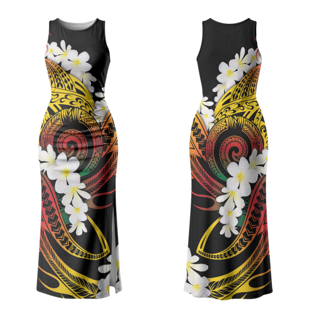 Piko Hawaiian Couples Matching Tank Maxi Dress and Long Sleeve Button Shirt Gradient Spiral Plumeria Tribal Patterns DT05 - Polynesian Pride