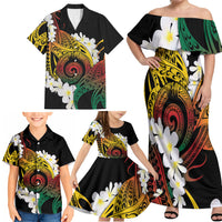 Piko Hawaiian Family Matching Off Shoulder Maxi Dress and Hawaiian Shirt Gradient Spiral Plumeria Tribal Patterns DT05 - Polynesian Pride