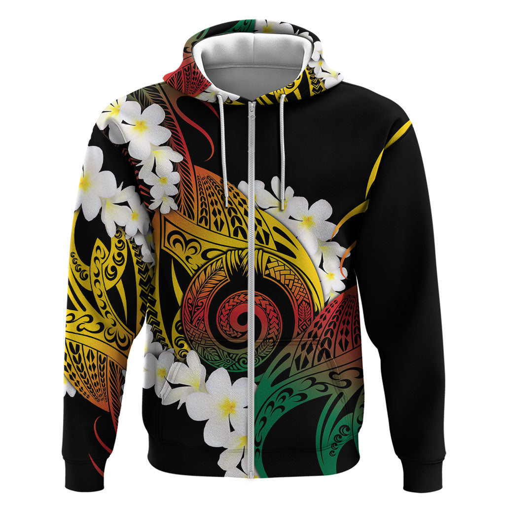 Piko Hawaiian Hoodie Gradient Spiral Plumeria Tribal Patterns DT05 Zip Hoodie Multicolor - Polynesian Pride