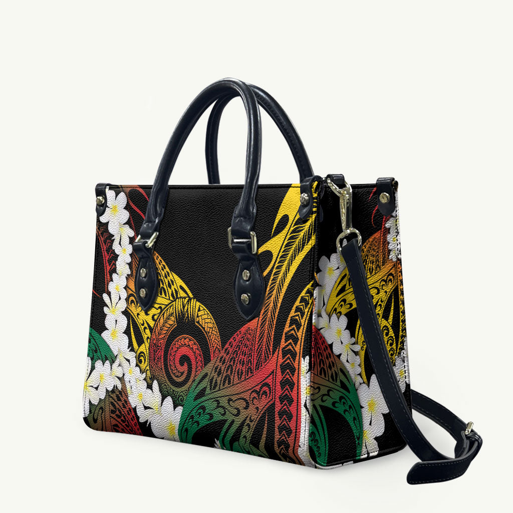 Piko Hawaiian Leather Bag Gradient Spiral Plumeria Tribal Patterns DT05 Multicolor - Polynesian Pride