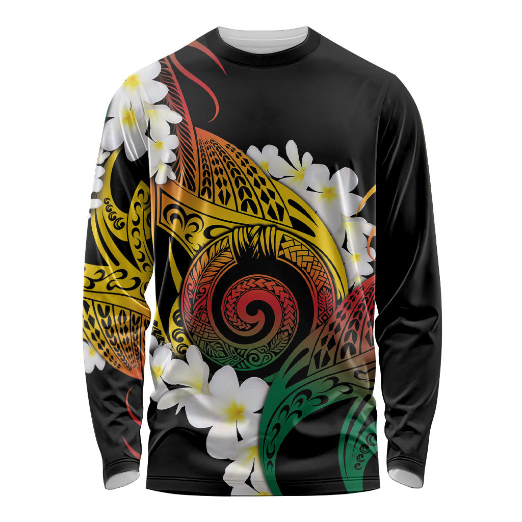 Piko Hawaiian Long Sleeve Shirt Gradient Spiral Plumeria Tribal Patterns DT05 Unisex Multicolor - Polynesian Pride