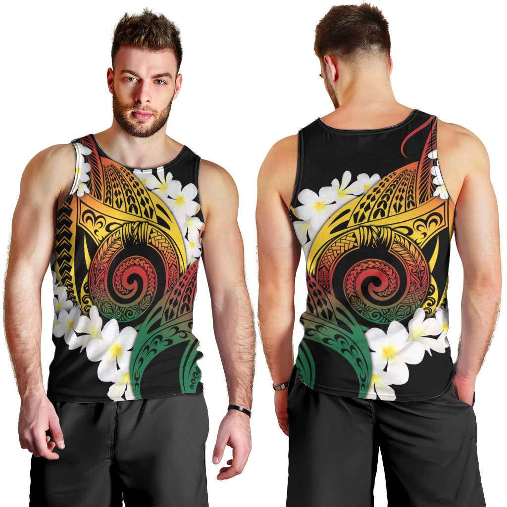Piko Hawaiian Men Tank Top Gradient Spiral Plumeria Tribal Patterns