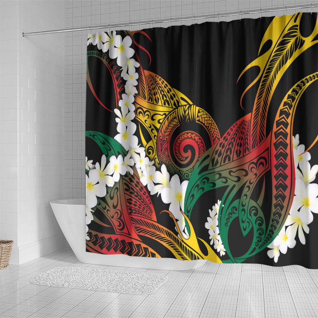 Piko Hawaiian Shower Curtain Gradient Spiral Plumeria Tribal Patterns DT05 - Polynesian Pride