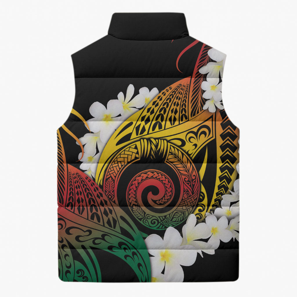 Piko Hawaiian Sleeveless Puffer Jacket Gradient Spiral Plumeria Tribal Patterns DT05 - Polynesian Pride