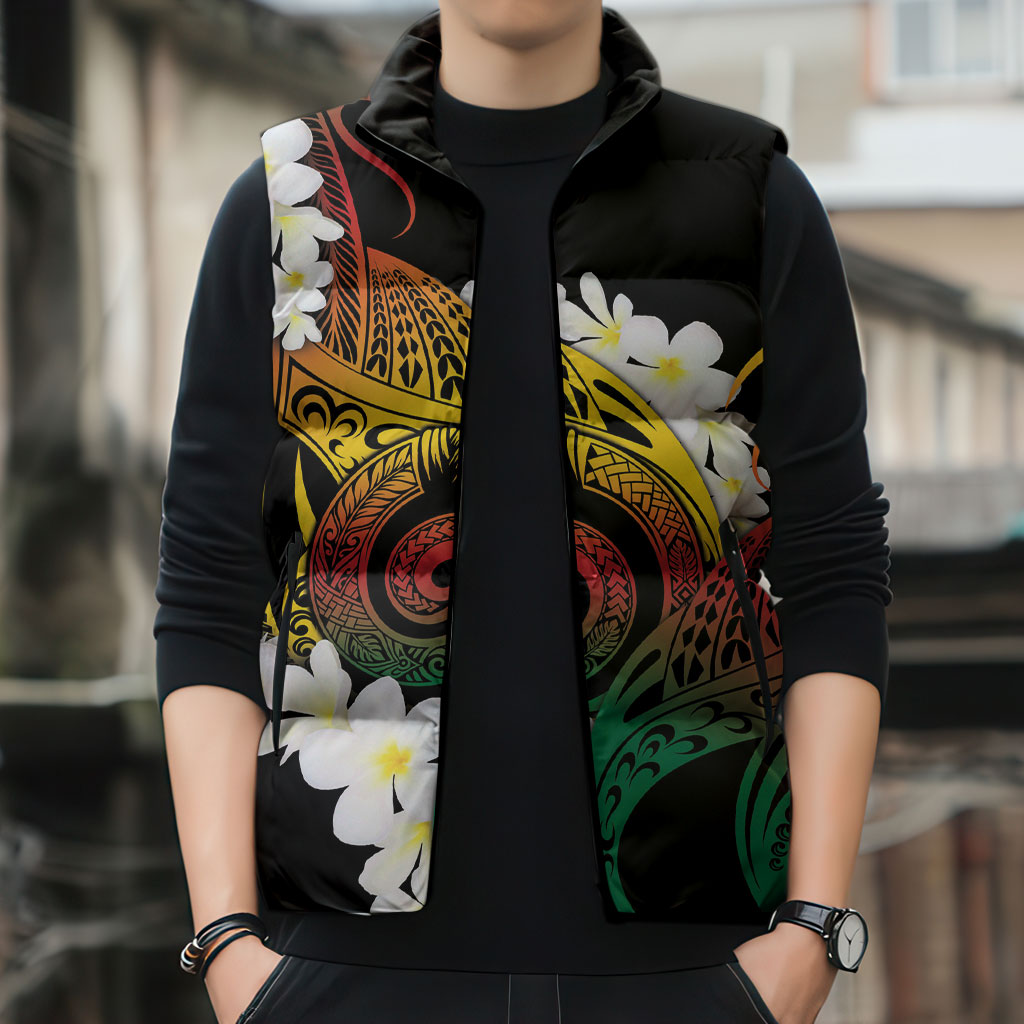 Piko Hawaiian Sleeveless Puffer Jacket Gradient Spiral Plumeria Tribal Patterns DT05 - Polynesian Pride