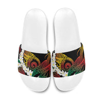 Piko Hawaiian Slide Sandals Gradient Spiral Plumeria Tribal Patterns