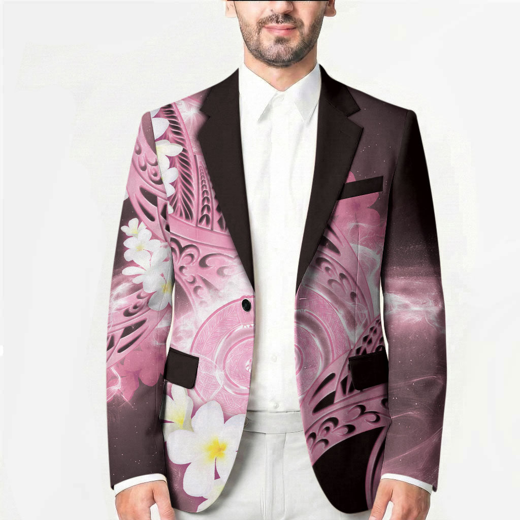 Piko Hawaiian Blazer Pink Galaxy Spiral Plumeria Tribal Patterns