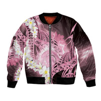 Piko Hawaiian Bomber Jacket Pink Galaxy Spiral Plumeria Tribal Patterns DT05 Unisex Pink - Polynesian Pride