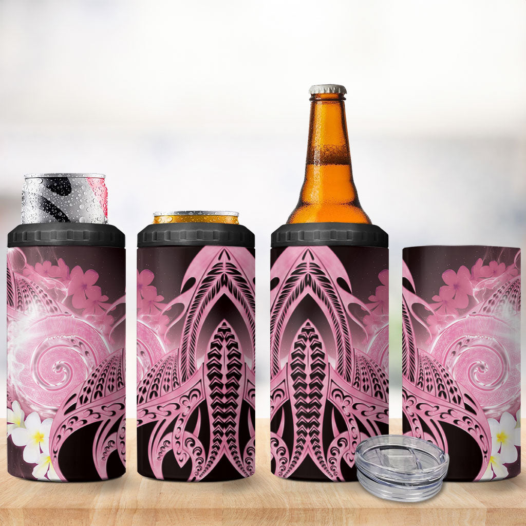 Piko Hawaiian 4 in 1 Can Cooler Tumbler Pink Galaxy Spiral Plumeria Tribal Patterns