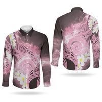Piko Hawaiian Couples Matching Off Shoulder Short Dress and Long Sleeve Button Shirt Pink Galaxy Spiral Plumeria Tribal Patterns DT05 - Polynesian Pride