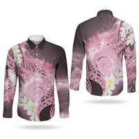 Piko Hawaiian Couples Matching Short Sleeve Bodycon Dress and Long Sleeve Button Shirt Pink Galaxy Spiral Plumeria Tribal Patterns DT05 - Polynesian Pride