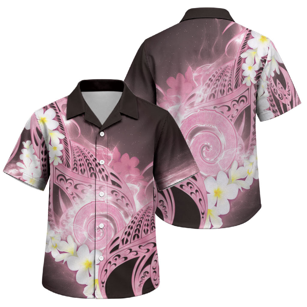 Piko Hawaiian Family Matching Long Sleeve Bodycon Dress and Hawaiian Shirt Pink Galaxy Spiral Plumeria Tribal Patterns DT05 Son's Shirt Pink - Polynesian Pride