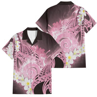 Piko Hawaiian Family Matching Mermaid Dress and Hawaiian Shirt Pink Galaxy Spiral Plumeria Tribal Patterns DT05 Dad's Shirt - Short Sleeve Pink - Polynesian Pride