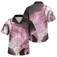 Piko Hawaiian Family Matching Off The Shoulder Long Sleeve Dress and Hawaiian Shirt Pink Galaxy Spiral Plumeria Tribal Patterns DT05 Son's Shirt Pink - Polynesian Pride