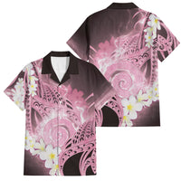 Piko Hawaiian Family Matching Off Shoulder Short Dress and Hawaiian Shirt Pink Galaxy Spiral Plumeria Tribal Patterns DT05 Dad's Shirt - Short Sleeve Pink - Polynesian Pride