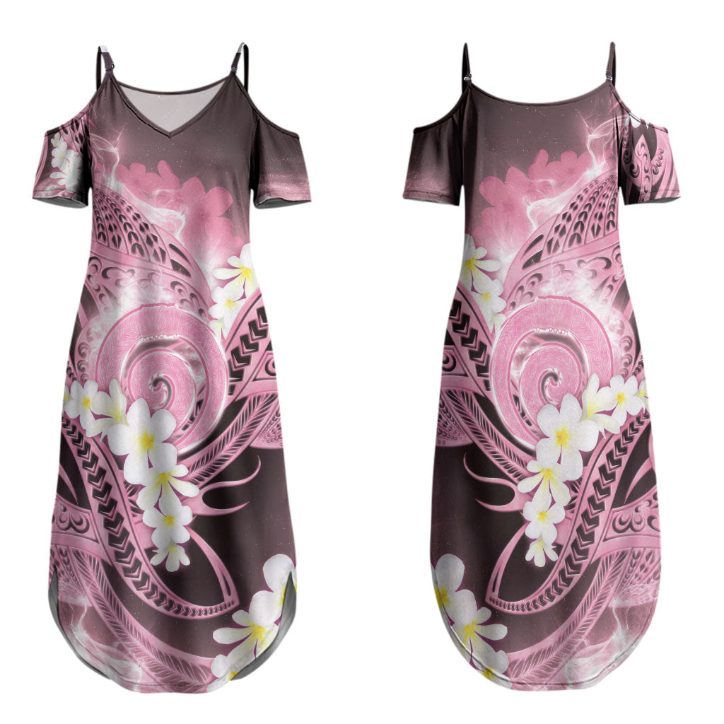 Piko Hawaiian Family Matching Summer Maxi Dress and Hawaiian Shirt Pink Galaxy Spiral Plumeria Tribal Patterns DT05 Mom's Dress Pink - Polynesian Pride