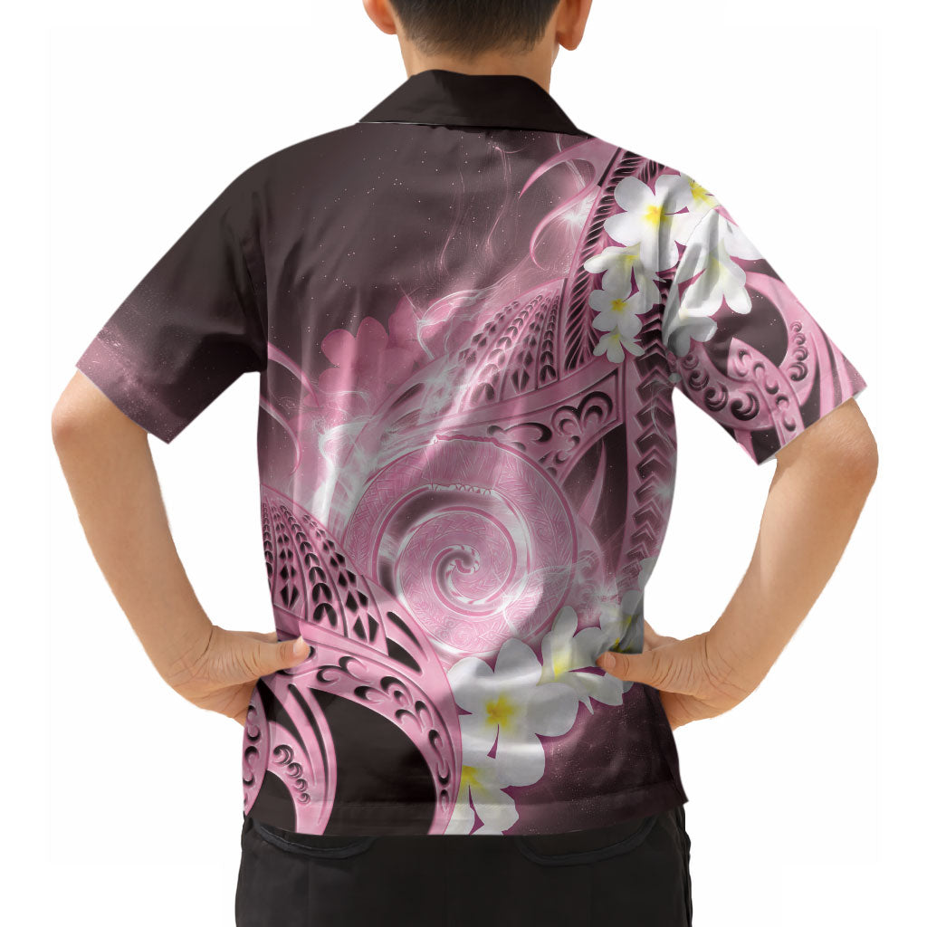 Piko Hawaiian Hawaiian Shirt Pink Galaxy Spiral Plumeria Tribal Patterns