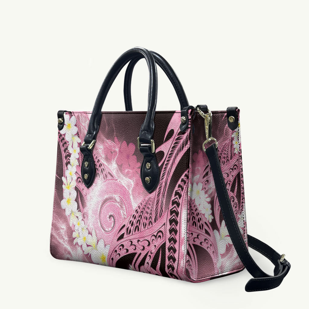 Piko Hawaiian Leather Bag Pink Galaxy Spiral Plumeria Tribal Patterns DT05 Pink - Polynesian Pride