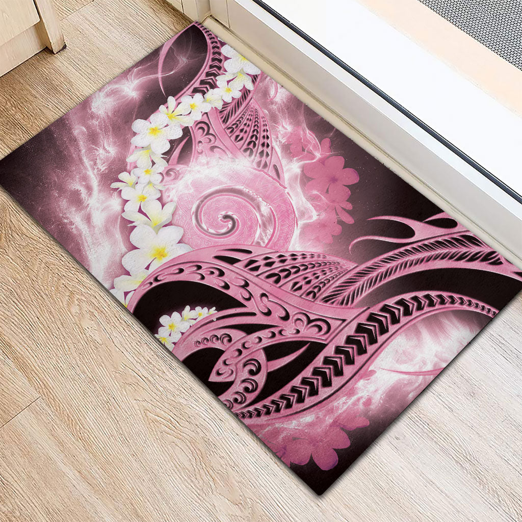 Piko Hawaiian Rubber Doormat Pink Galaxy Spiral Plumeria Tribal Patterns