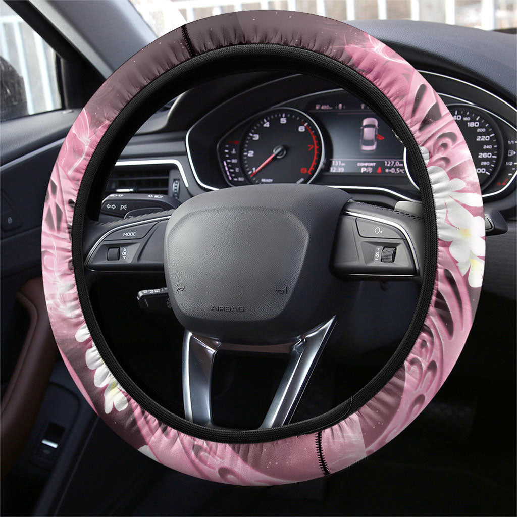 Piko Hawaiian Steering Wheel Cover Pink Galaxy Spiral Plumeria Tribal Patterns
