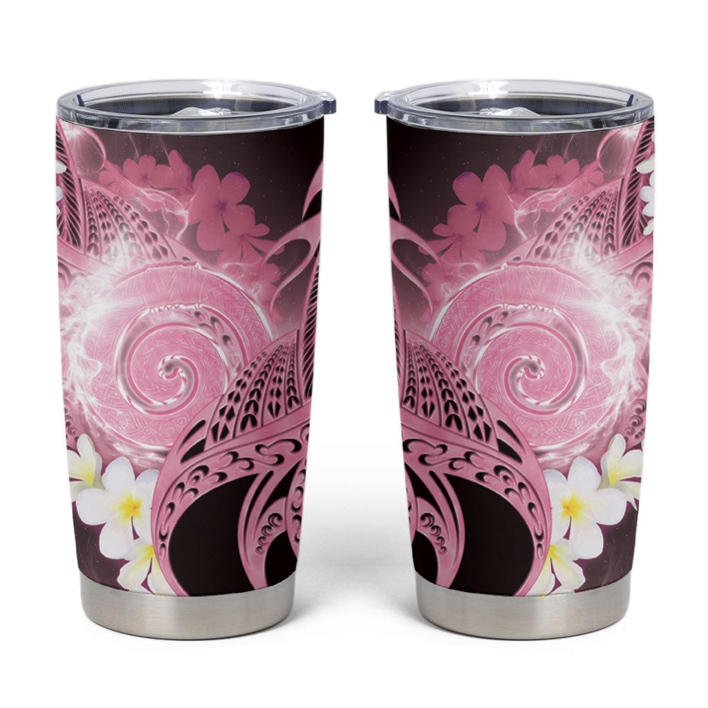 Piko Hawaiian Tumbler Cup Pink Galaxy Spiral Plumeria Tribal Patterns