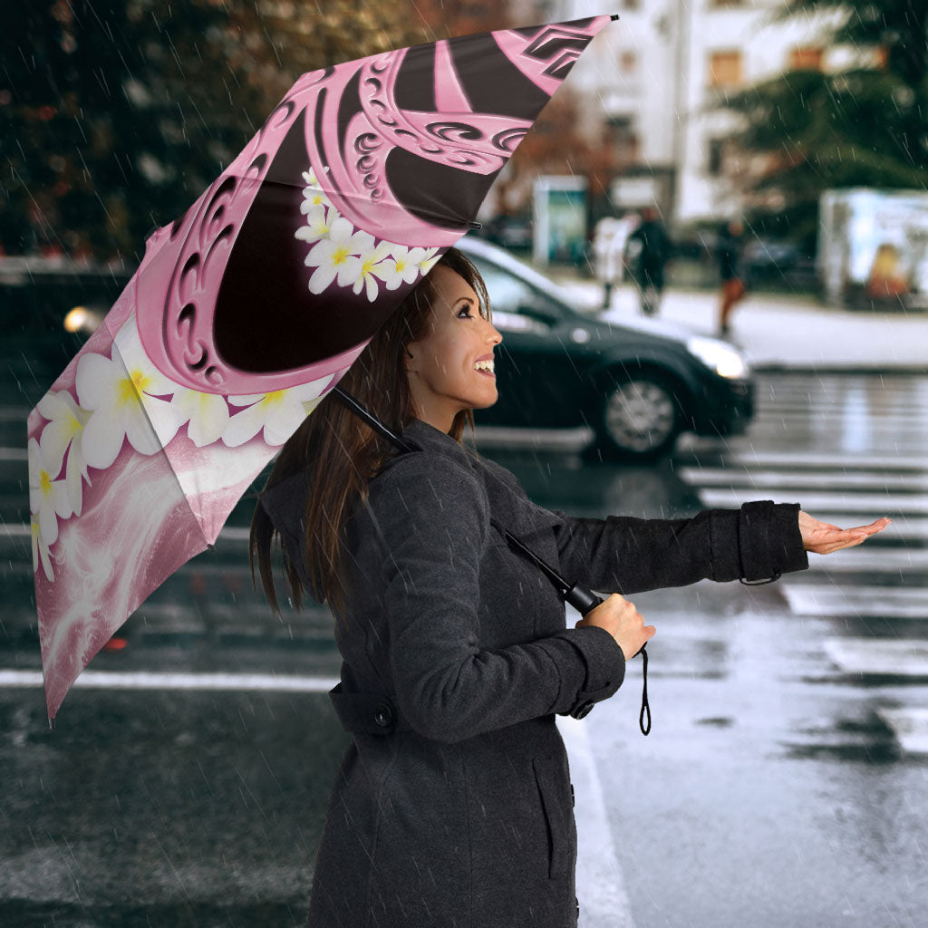 Piko Hawaiian Umbrella Pink Galaxy Spiral Plumeria Tribal Patterns