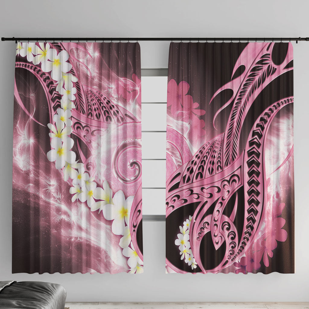 Piko Hawaiian Window Curtain Pink Galaxy Spiral Plumeria Tribal Patterns