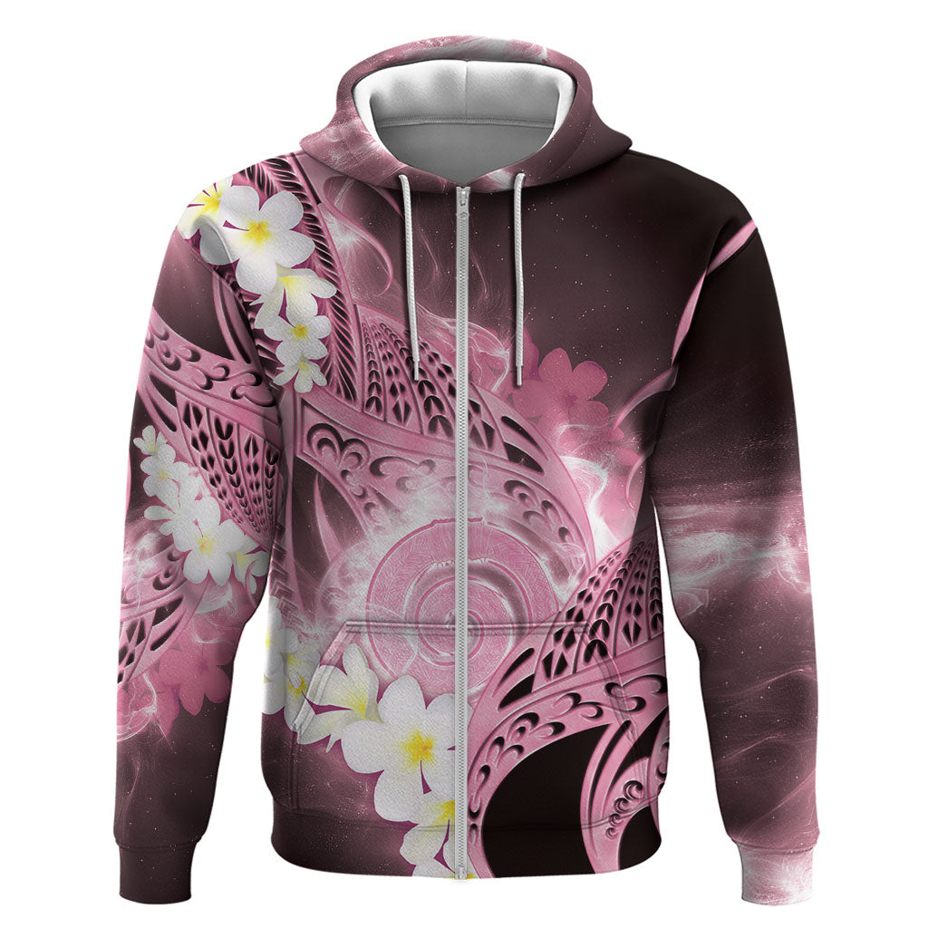 Piko Hawaiian Zip Hoodie Pink Galaxy Spiral Plumeria Tribal Patterns DT05 Zip Hoodie Pink - Polynesian Pride