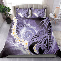 Piko Hawaiian Bedding Set Purple Galaxy Spiral Plumeria Tribal Patterns