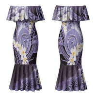 Piko Hawaiian Couples Matching Mermaid Dress and Hawaiian Shirt Purple Galaxy Spiral Plumeria Tribal Patterns DT05 - Polynesian Pride