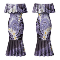 Piko Hawaiian Family Matching Mermaid Dress and Hawaiian Shirt Purple Galaxy Spiral Plumeria Tribal Patterns DT05 Mom's Dress Purple - Polynesian Pride
