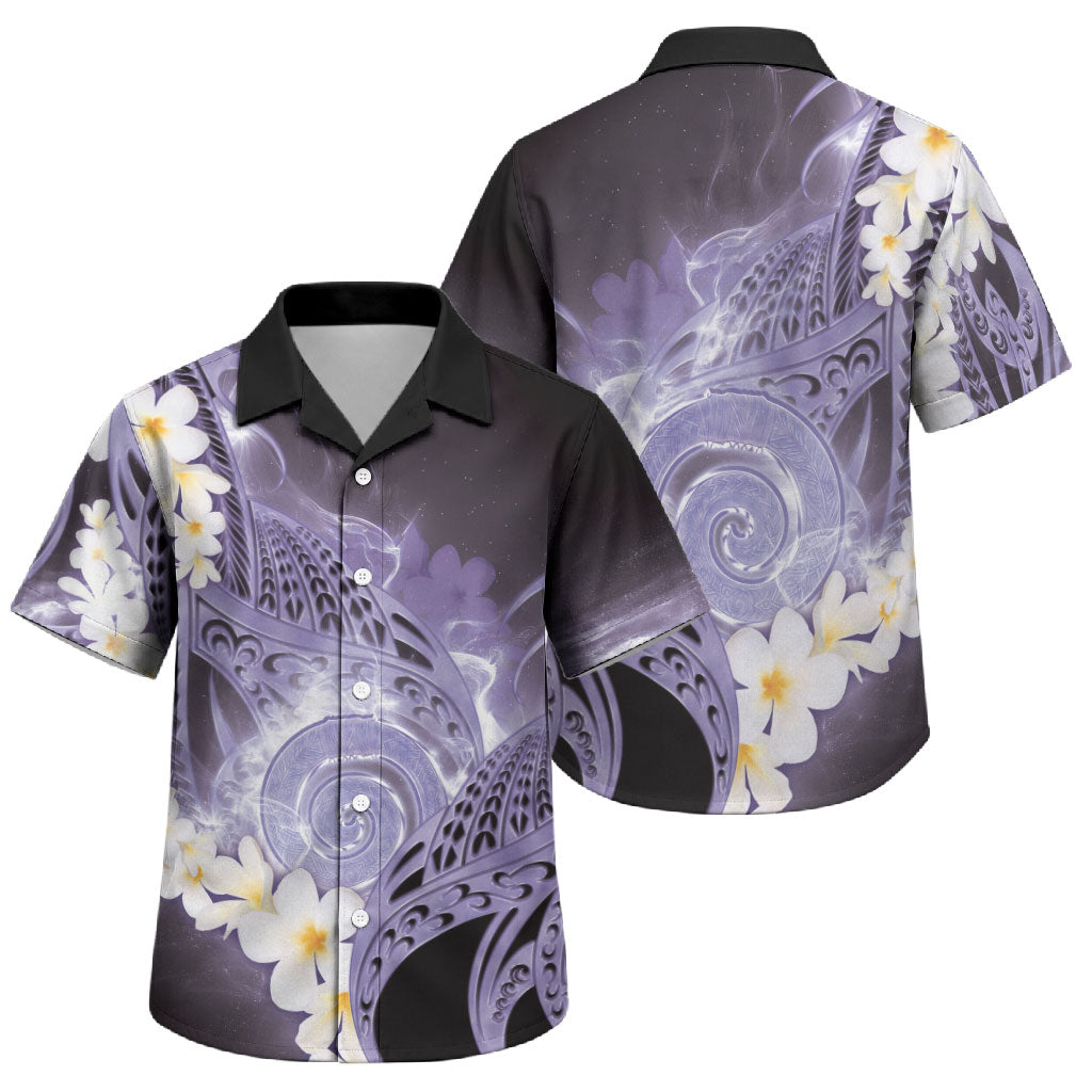 Piko Hawaiian Family Matching Off Shoulder Maxi Dress and Hawaiian Shirt Purple Galaxy Spiral Plumeria Tribal Patterns DT05 Son's Shirt Purple - Polynesian Pride
