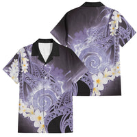 Piko Hawaiian Family Matching Off Shoulder Short Dress and Hawaiian Shirt Purple Galaxy Spiral Plumeria Tribal Patterns DT05 Dad's Shirt - Short Sleeve Purple - Polynesian Pride