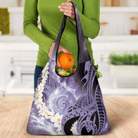Piko Hawaiian Grocery Bag Purple Galaxy Spiral Plumeria Tribal Patterns