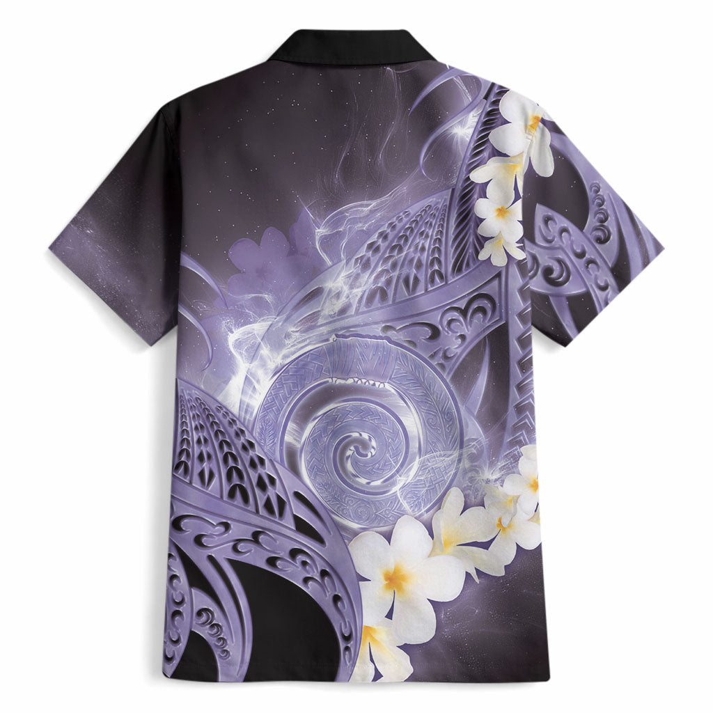 Piko Hawaiian Hawaiian Shirt Purple Galaxy Spiral Plumeria Tribal Patterns