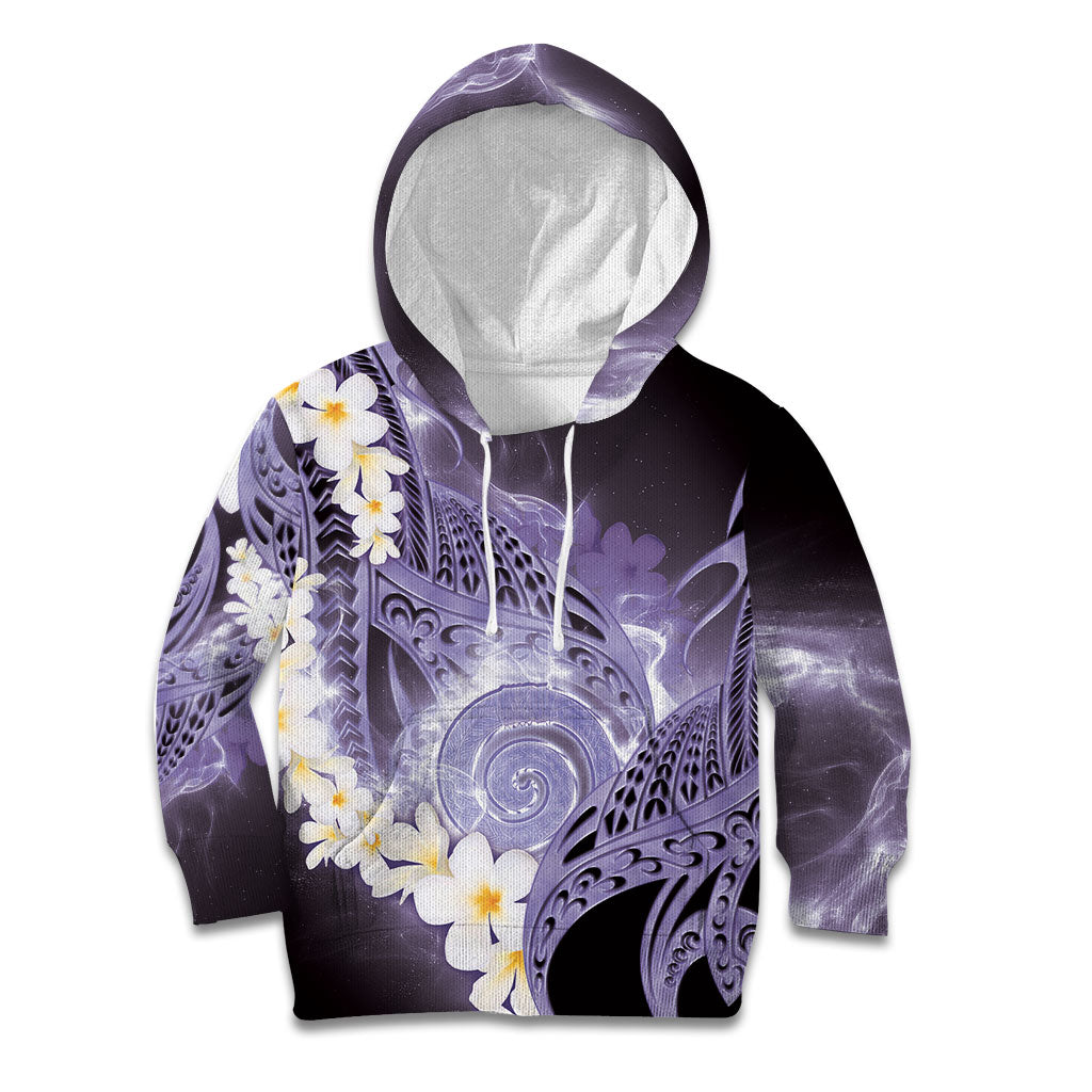 Piko Hawaiian Kid Hoodie Purple Galaxy Spiral Plumeria Tribal Patterns