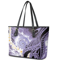 Piko Hawaiian Leather Tote Bag Purple Galaxy Spiral Plumeria Tribal Patterns