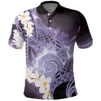 Piko Hawaiian Polo Shirt Purple Galaxy Spiral Plumeria Tribal Patterns