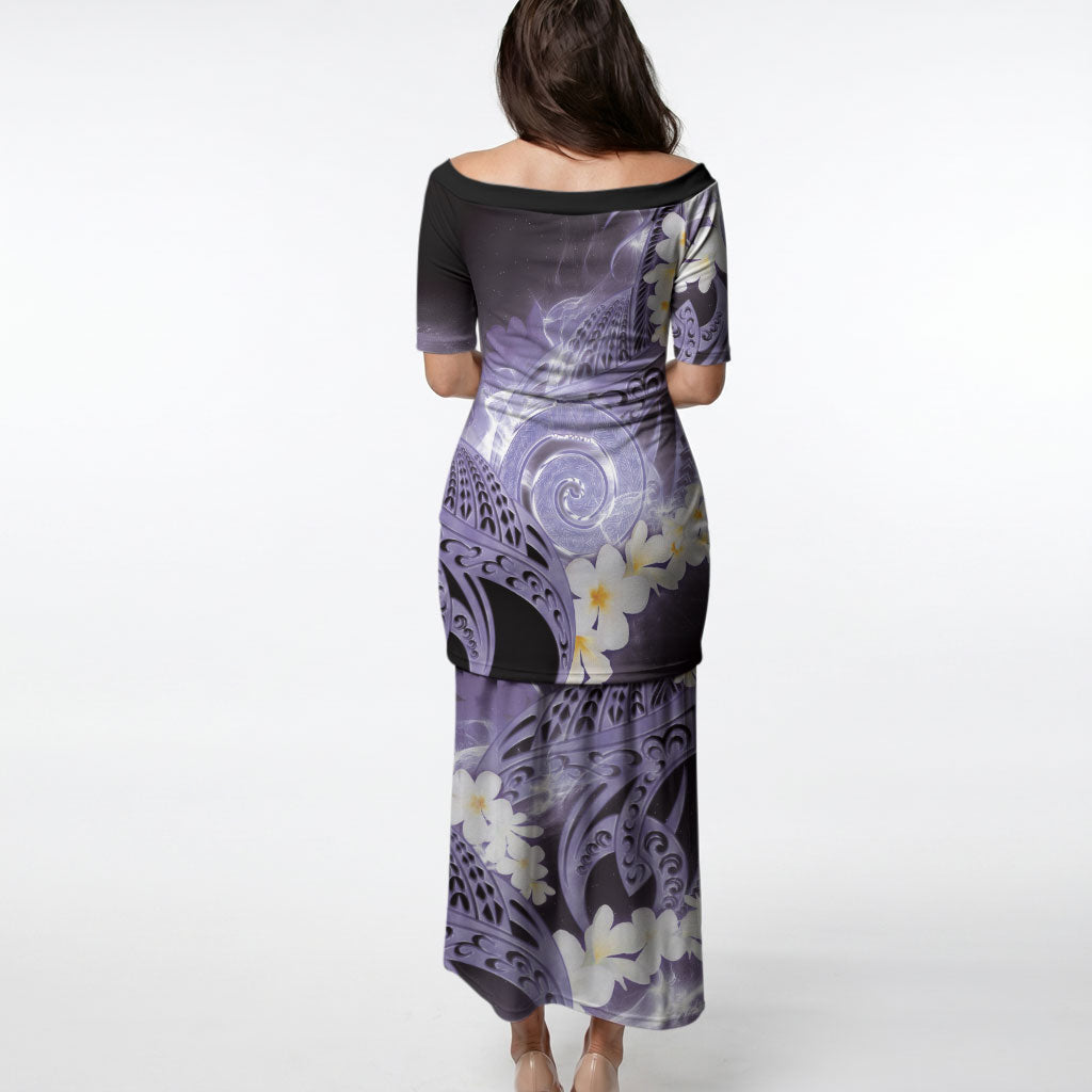Piko Hawaiian Puletasi Purple Galaxy Spiral Plumeria Tribal Patterns