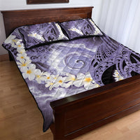 Piko Hawaiian Quilt Bed Set Purple Galaxy Spiral Plumeria Tribal Patterns