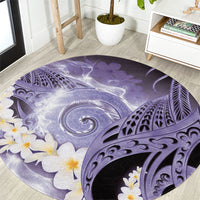 Piko Hawaiian Round Carpet Purple Galaxy Spiral Plumeria Tribal Patterns