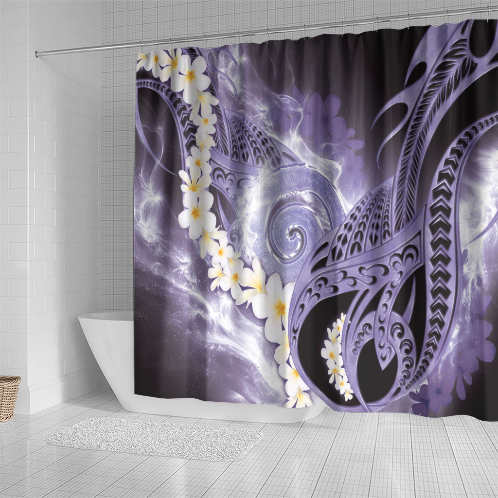 Piko Hawaiian Shower Curtain Purple Galaxy Spiral Plumeria Tribal Patterns DT05 - Polynesian Pride