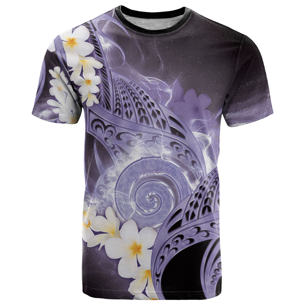 Piko Hawaiian T Shirt Purple Galaxy Spiral Plumeria Tribal Patterns