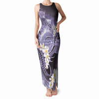 Piko Hawaiian Tank Maxi Dress Purple Galaxy Spiral Plumeria Tribal Patterns DT05 Women Purple - Polynesian Pride
