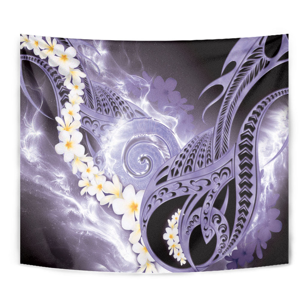 Piko Hawaiian Tapestry Purple Galaxy Spiral Plumeria Tribal Patterns