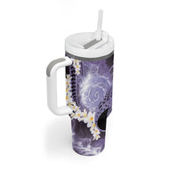 Piko Hawaiian Tumbler With Handle Purple Galaxy Spiral Plumeria Tribal Patterns