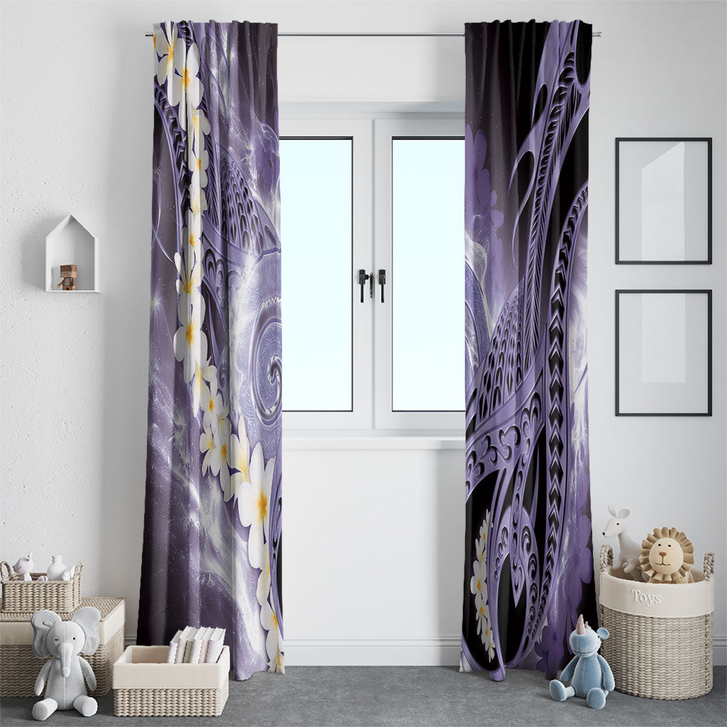 Piko Hawaiian Window Curtain Purple Galaxy Spiral Plumeria Tribal Patterns