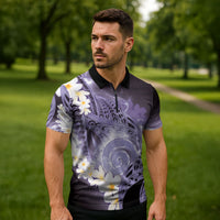 Piko Hawaiian Zipper Polo Shirt Purple Galaxy Spiral Plumeria Tribal Patterns DT05 - Polynesian Pride